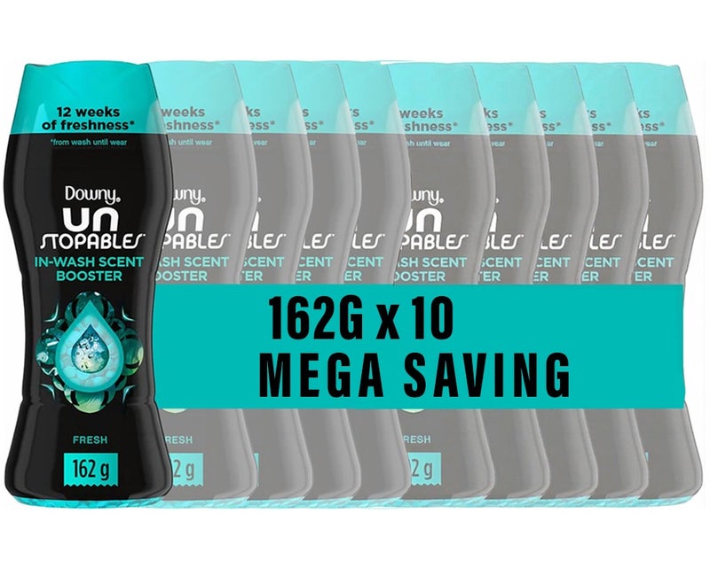 Downy Unstopables In-Wash Scent Booster Beads, Fresh Scent, 162g x 10 Pack, for Long-Lasting Freshness and Odor Elimination - Image 1