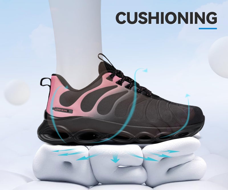 LARNMERN Steel Toe Shoes for Women Lightweight Safety Shoes Sneakers Comfortable Steel Toe Sneakers Work Colorful Breathable Fashionable Footwear (8, Peach Pink) - Image 5