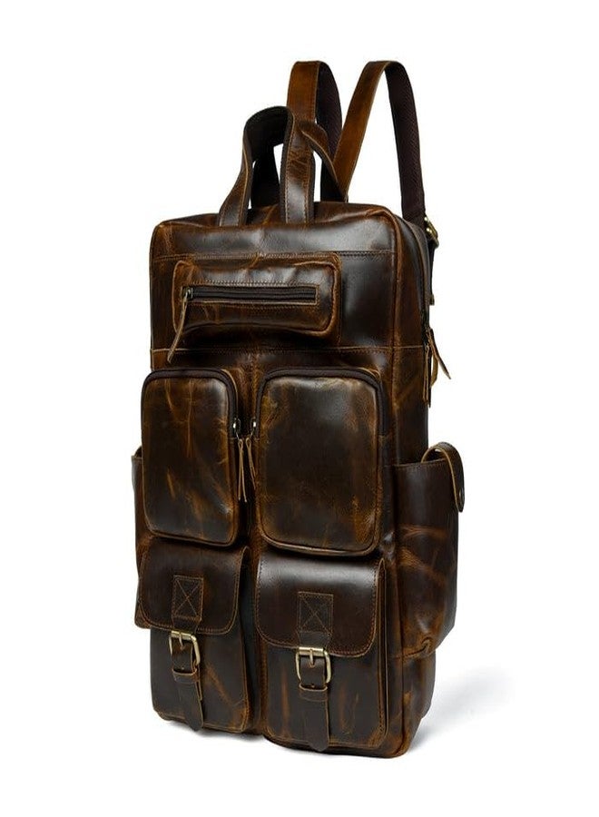 MaheTri Prime Multi Functional Genuine Leather Laptop Bag(15.6") | Handcrafted Leather Backpack with Padded & Adjustable Backstraps | 7+ Zipper Pockets | Padded Laptop Sleeve | Travel & College Bag - Image 1