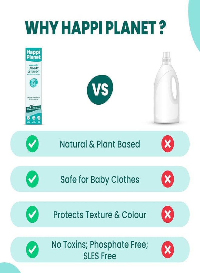 Happi Planet | Natural Laundry Liquid Detergent | 1000ml | Plant Based, Biodegradable, Non Toxic, Eco-Friendly, Organic, Herbal | Tough On Stains & Odour, Smells Awesome, Protects Colour, Baby Safe - Image 5