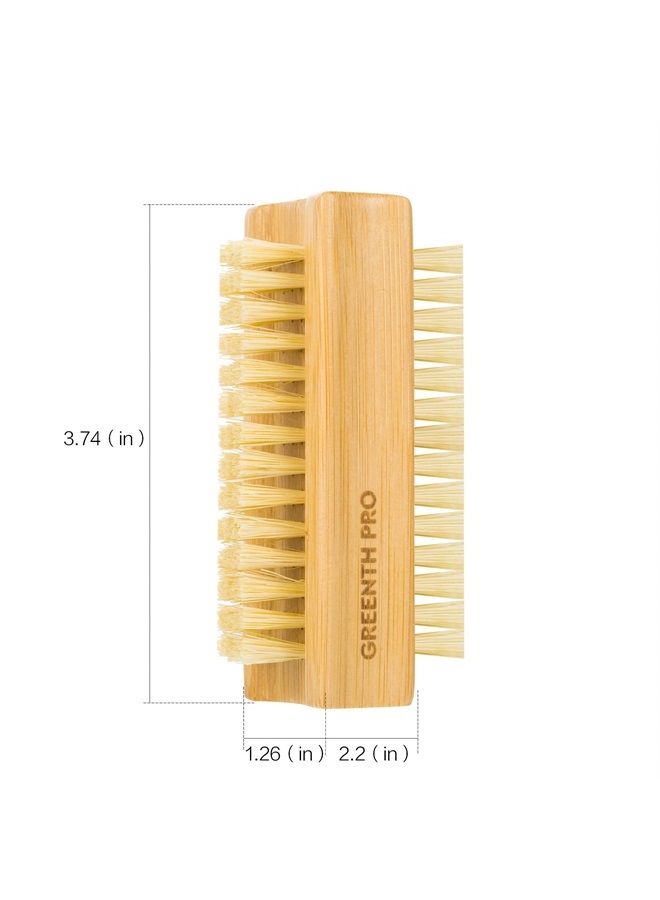 GREENTH PRO Bamboo Nail Brush，2PCS Two-side Firm Nature Wooden Sisal Scrub Brush for Toes and Nails,Cleaning Nail Brush - Image 2