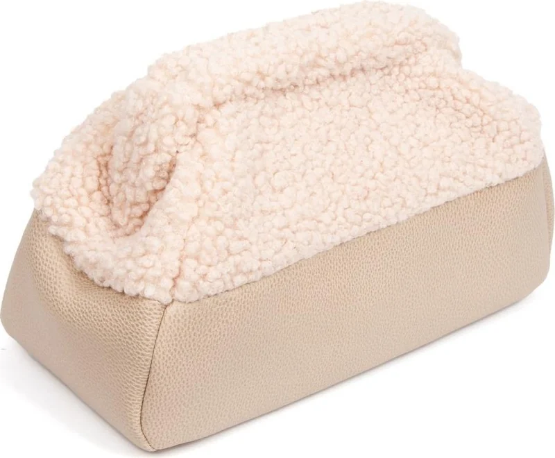Bahels Women's Special Design Beige Plush Teddy Clutch Portfolio Bag