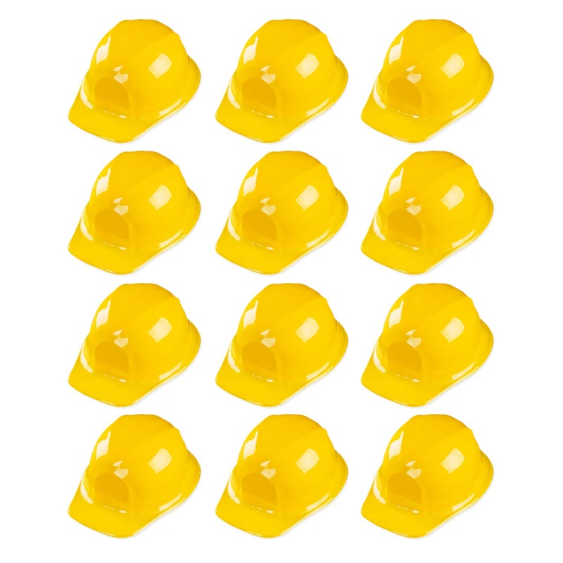 Super Z Outlet 12 Pack Yellow Construction Hard Hat Plastic Birthday Party Supplies Worker Caps Set Halloween Costume Toy - Image 1