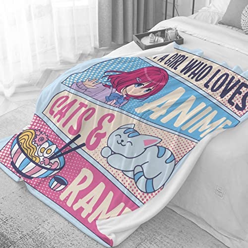 AIBILEEN Just A Girl Anime Blanket Kawaii Decor Cats Ramen Luxurious Cozy 40X50 Inch KidsChild - Image 3