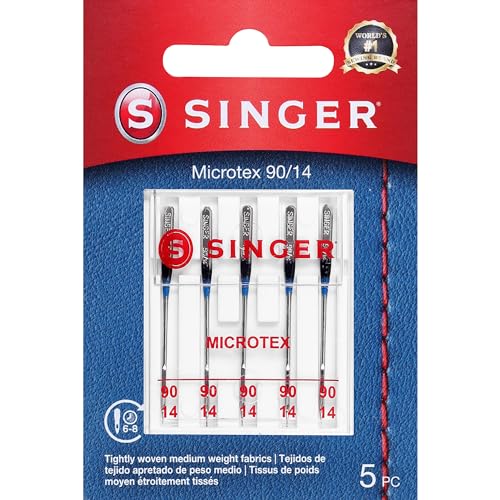 SINGER 04712 Universal Microtex Sewing Machine Needles, Size 90/14, 5-Count - Image 1