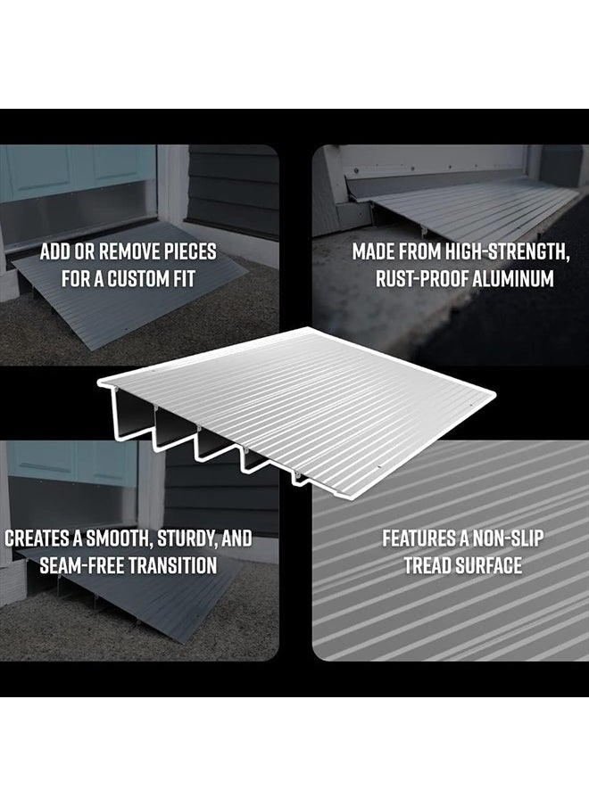 EZ-ACCESS - TRANSITIONS 5 Inch Portable Self Supporting Aluminum Modular Entry Threshold Ramp Ideal for Doorways and Raised Landings - Image 1