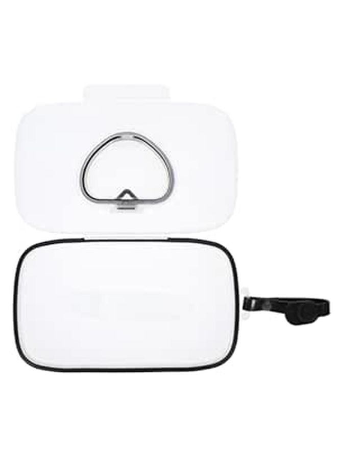 Refillable Portable Wipes Dispenser with Lid Compact Travel Case White and Black - Image 1