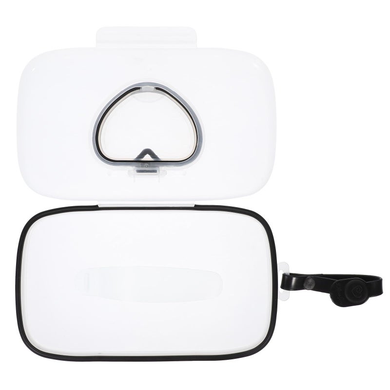 Refillable Portable Wipes Dispenser with Lid Compact Travel Case White and Black - Image 2