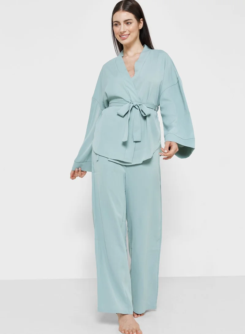 Khizana Belted Kimono Loungewear Set