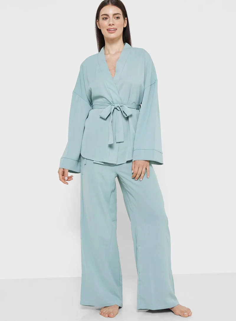 Khizana Belted Kimono Loungewear Set