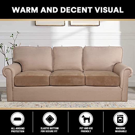 NAMAN ARTS Sofa Foam Cushions in Velvet with Zip Cover Pack of 3 Bronze - Image 2
