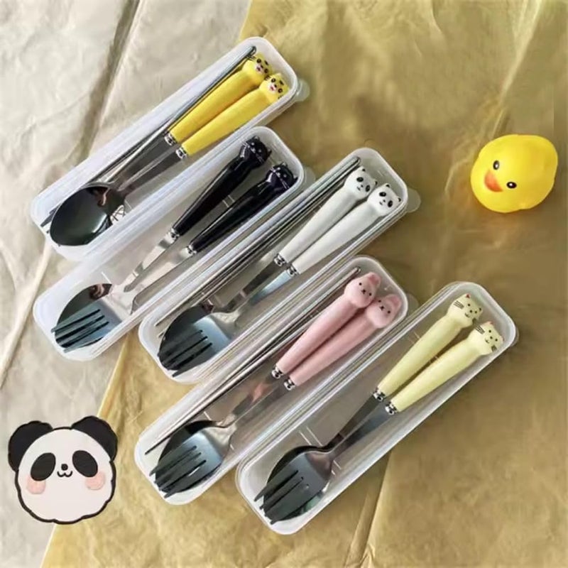BrainGiggles 4-Piece Stainless Steel BPA Free Kids Cutlery Set with Case – Includes Spoon, Fork and Case for Lunch Box, Picnic and Travel | Children Tableware with Portable Case (Pink) - Image 5