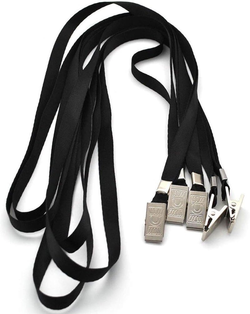 Beebel Black Lanyards 100 Pack Nylon Flat Badge Lanyard Bulldog Clip for Id Badge Name Tags - Image 3
