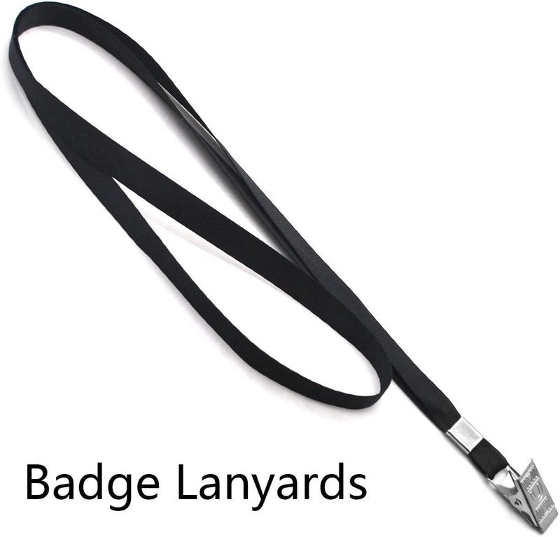 Beebel Black Lanyards 100 Pack Nylon Flat Badge Lanyard Bulldog Clip for Id Badge Name Tags - Image 4