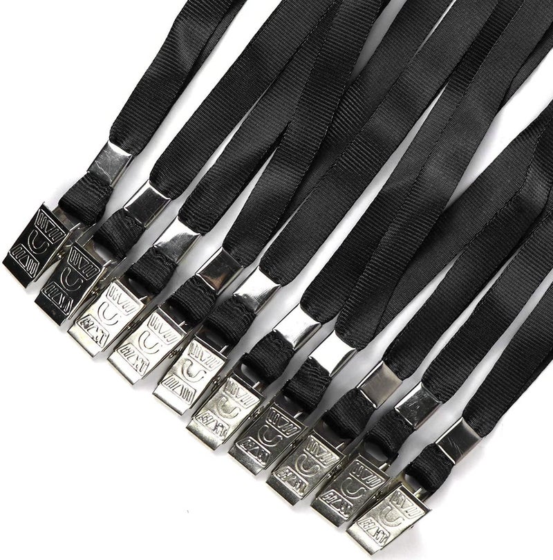 Beebel Black Lanyards 100 Pack Nylon Flat Badge Lanyard Bulldog Clip for Id Badge Name Tags - Image 5