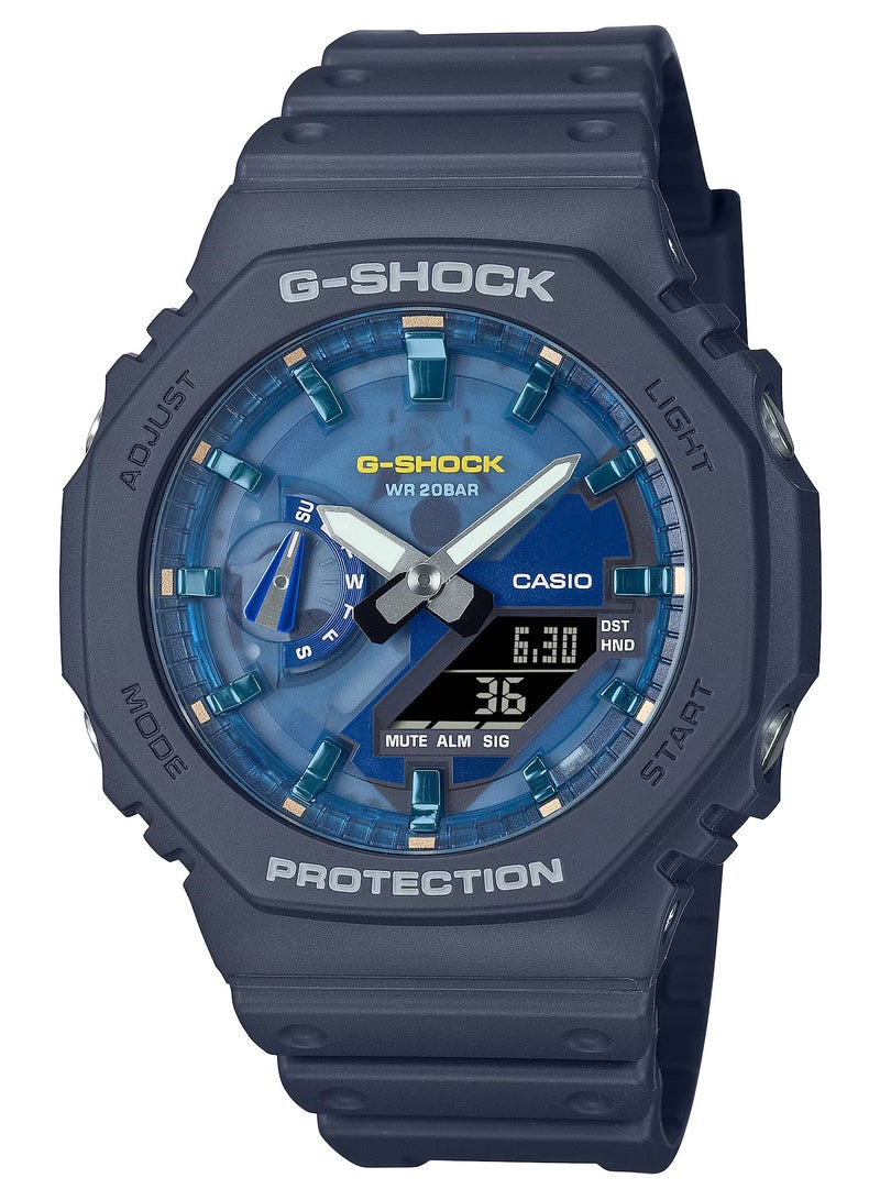 CASIO ساعة يد رجالية كاسيو جي شوك أنالوج رقمية ثمانية الأضلاع GA-2100AS-2A