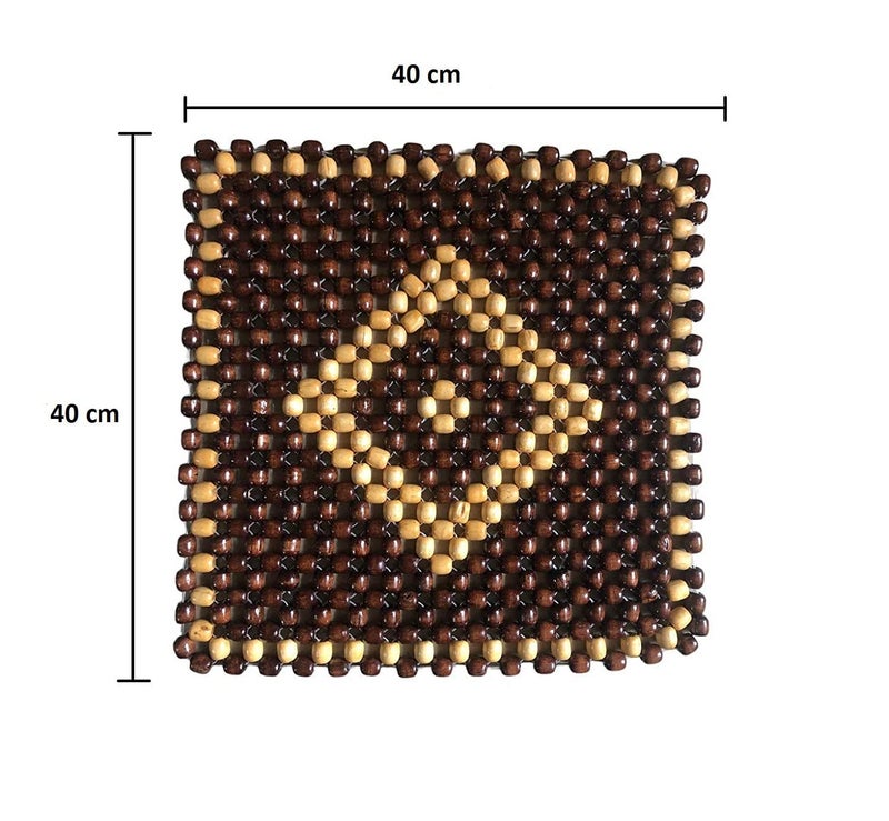 Neotea Wooden Bead Car Seat Cushion | Acupressure Beaded Seat Cover with Breathable Design | Cooling Comfort Pad for Car, Office Chair, Sofa, Truck & Van | Universal Fit | Multicolor | 1 Pc - Image 2