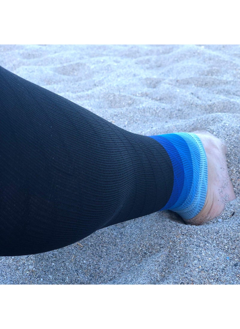 Sweet seven Calf Support Compression Sleeves (Pair) for Men, Women | Running, 20-30mmHg Class 2 | Shin Splints Relief, Muscle Pain, Cramps | L-XL, Black w/Blue  - Image 4