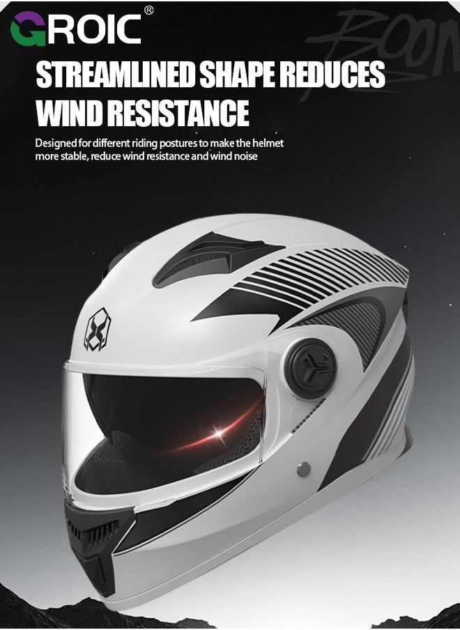 GROIC Sport Motorcycle Helmet,Motorcycle Full Face Helmet,ightweight ABS Shell,Bike Motocross Helmets for Adults,Motorcycle Street Bike Helmet(White)  - Image 2