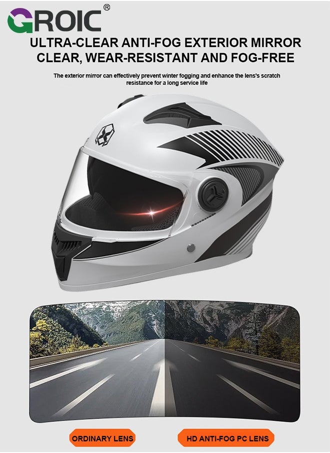 GROIC Sport Motorcycle Helmet,Motorcycle Full Face Helmet,ightweight ABS Shell,Bike Motocross Helmets for Adults,Motorcycle Street Bike Helmet(White)  - Image 4