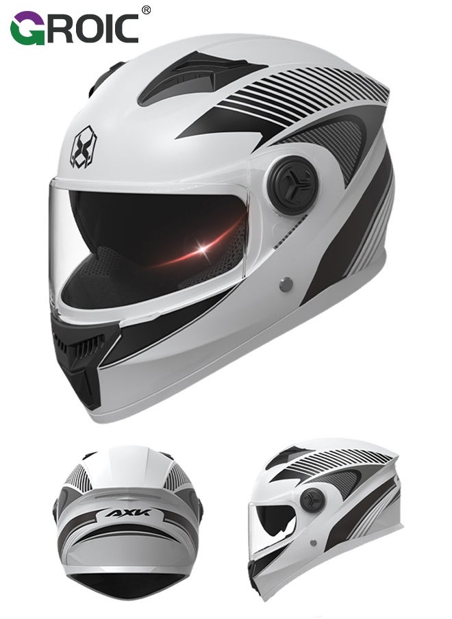 GROIC Sport Motorcycle Helmet,Motorcycle Full Face Helmet,ightweight ABS Shell,Bike Motocross Helmets for Adults,Motorcycle Street Bike Helmet(White)  - Image 1