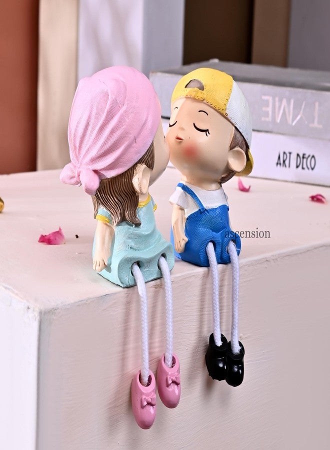 ascension Cute Resin Couple Figurines with Hanging Legs Boy & Girl Romantic Statues Love Showpiece Decorative Item for Anniversary Tabletop Birthday Gift Wedding Valentine's Day Home & Office Décor - Image 2