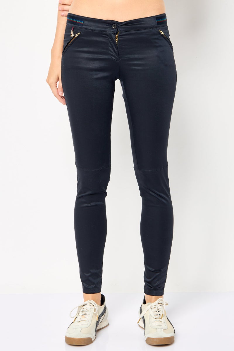 Harmont & Blaine Women Regular Fit Solid Skinny Leg Pants, Dark Navy - Image 1
