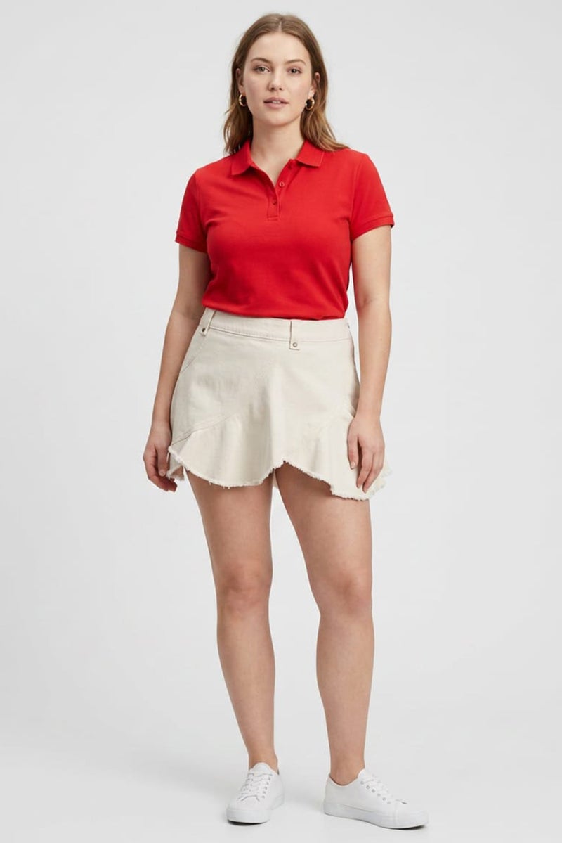 MONKI Women Plain Mini Skirt, Off White - Image 2