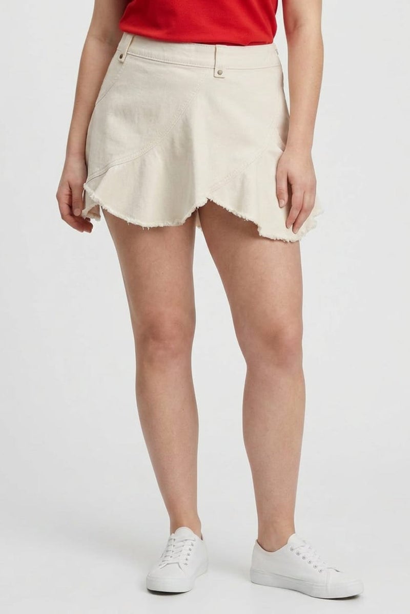 MONKI Women Plain Mini Skirt, Off White - Image 1