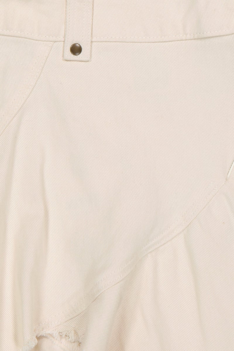 MONKI Women Plain Mini Skirt, Off White - Image 5
