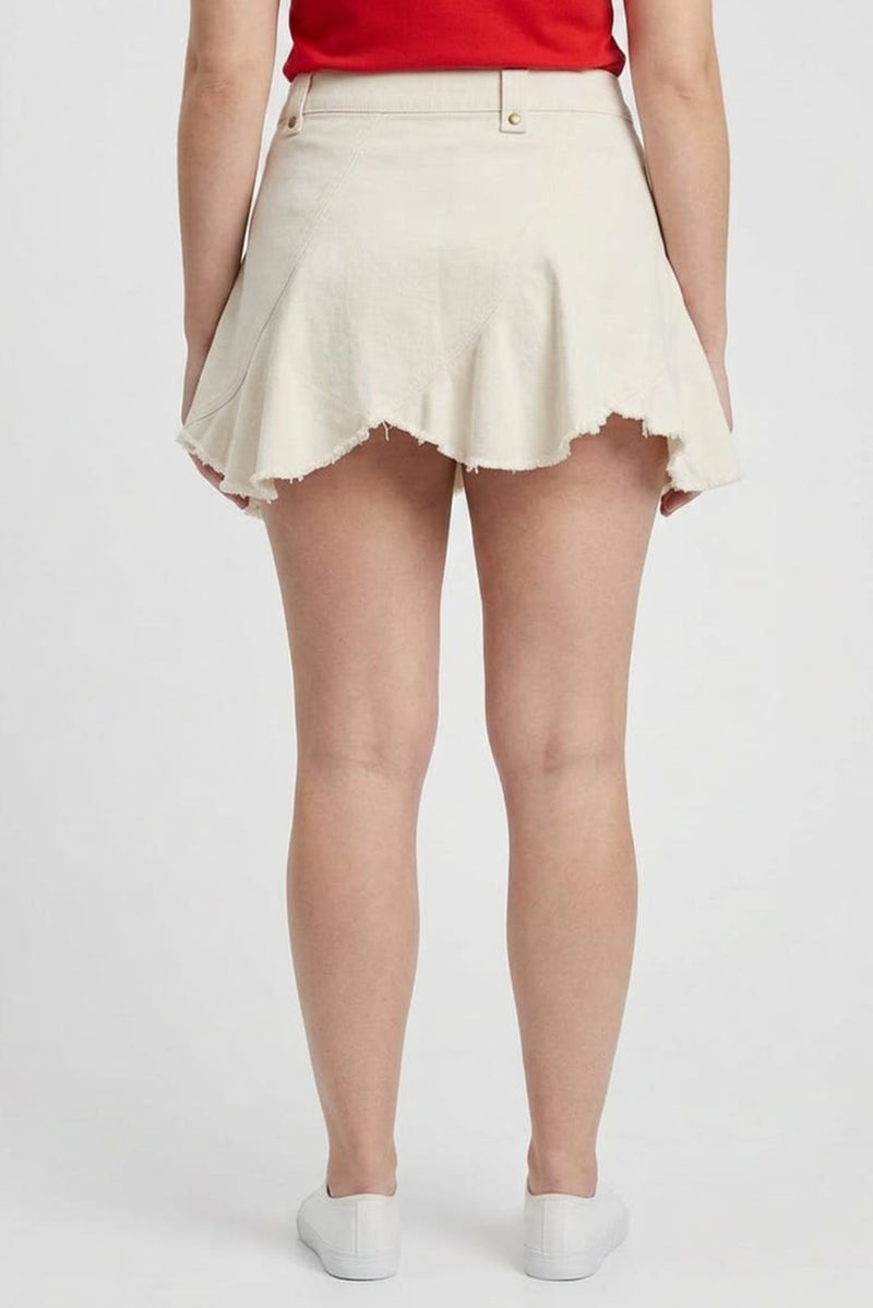MONKI Women Plain Mini Skirt, Off White - Image 4