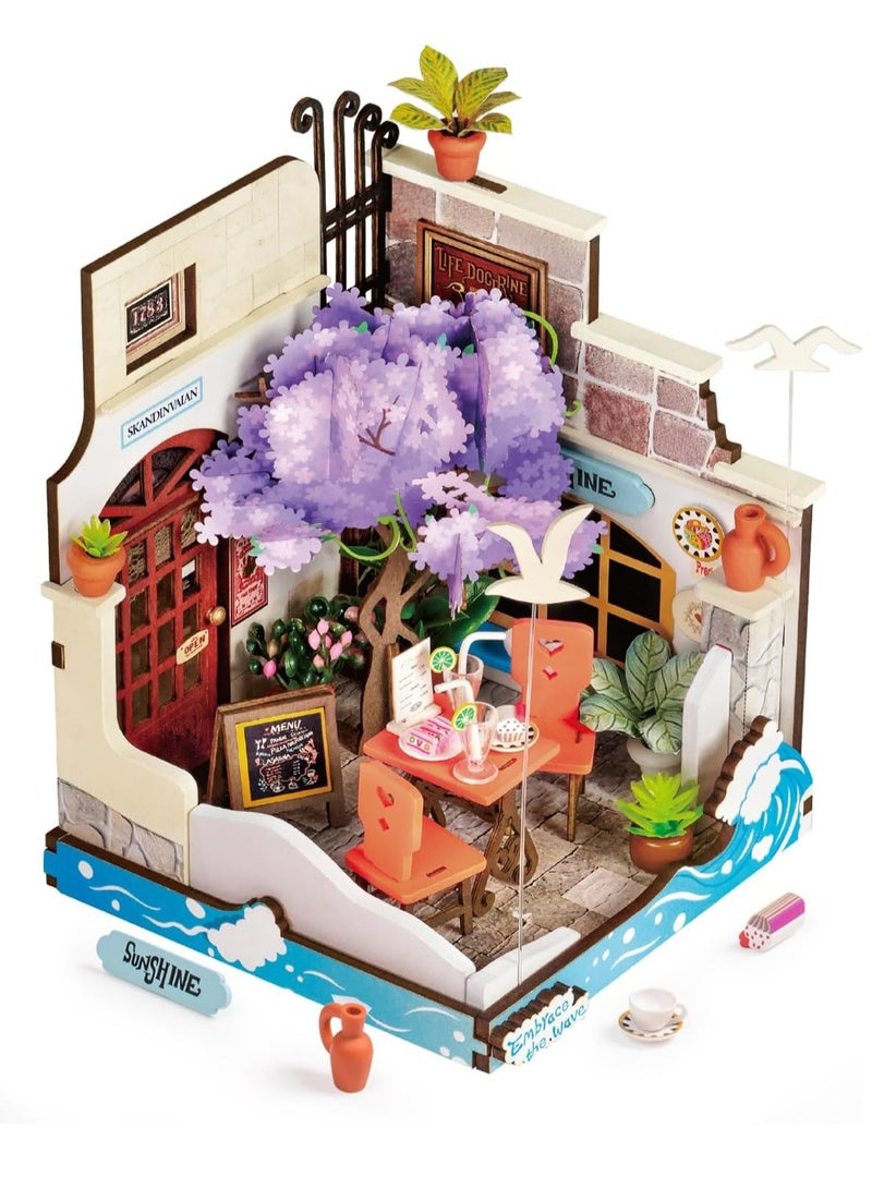 روبوتايم مطعم رولايف سي هوليداي 3D لغز خشبي DIY مصغرة بناء منزل مصغرة كيت ds039 ديكور DIY الحرف / هدايا عيد ميلاد / ديكور المنزل للفتيات والفتيان المراهقين والكبار - Image 1