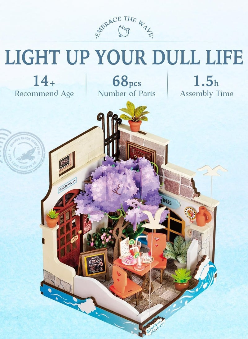 روبوتايم مطعم رولايف سي هوليداي 3D لغز خشبي DIY مصغرة بناء منزل مصغرة كيت ds039 ديكور DIY الحرف / هدايا عيد ميلاد / ديكور المنزل للفتيات والفتيان المراهقين والكبار - Image 5