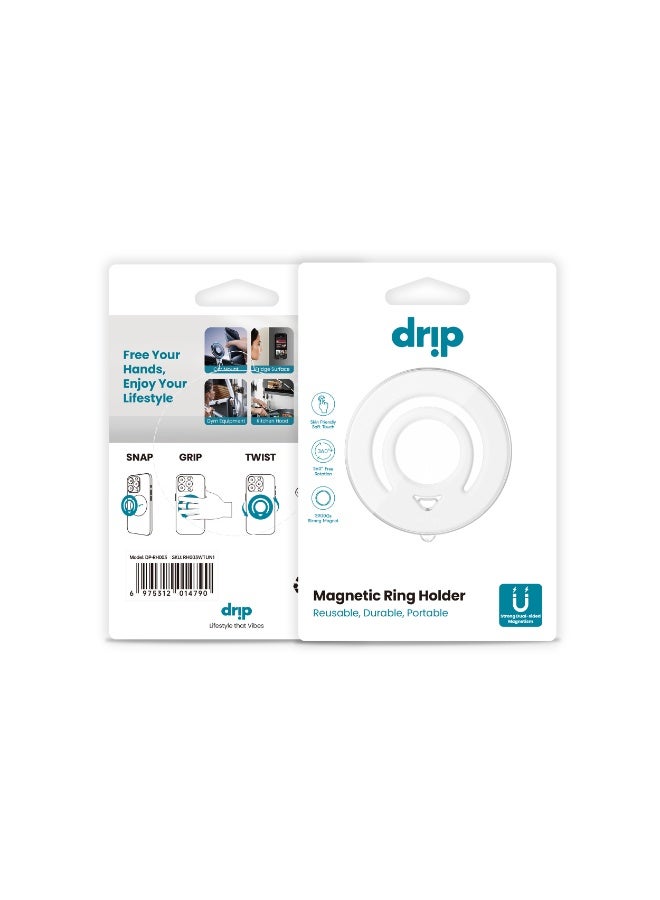 DRIP Double Side Magnetic Silicone Ring Holder – White | MagSafe Compatible Phone Grip & Stand - Image 4