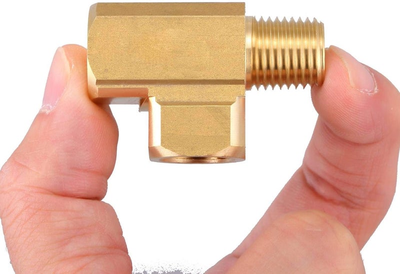 LitOrange 2 قطع تركيبات أنابيب نحاسية من البرونز، محول تي ذكر 1/4" NPT أنثوي x 1/4" NPT ذكر x 1/4" NPT أنثوي (عبوة من 2) - Image 1