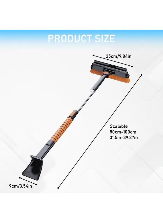 3 In 1 Portable Ice Scraper Snow Brush With Telescopic Handle Rotating Head Sharp Blade - Image 3