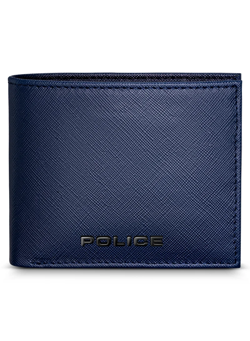 بوليس Malino Blue Saffiano Vegan Leather Bi-fold Wallet for Men