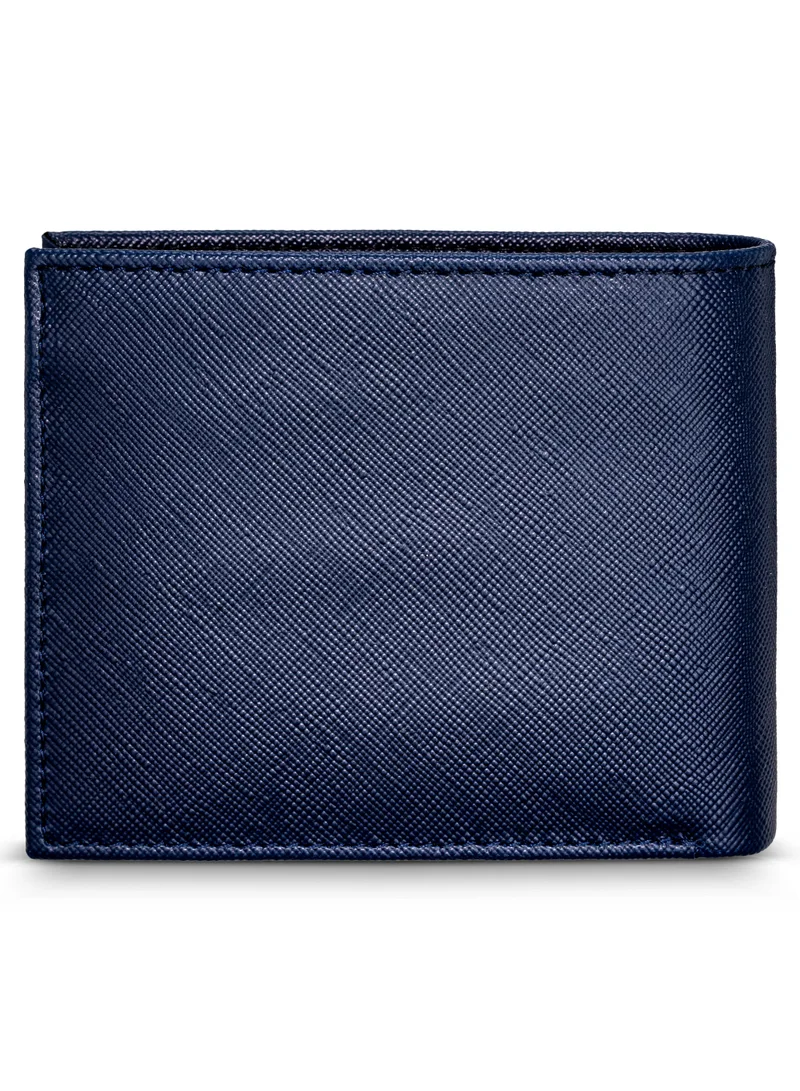 بوليس Malino Blue Saffiano Vegan Leather Bi-fold Wallet for Men