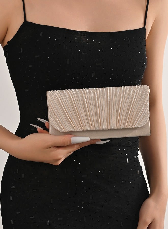Womens Evening Clutch Bag All-matching Pleated Handbag Exquisite Evening Clutch Bag Banquet Wedding Clutch Purse Fashion Pleated Clutch Purse For Women All-match Shoulder Bag - Image 1