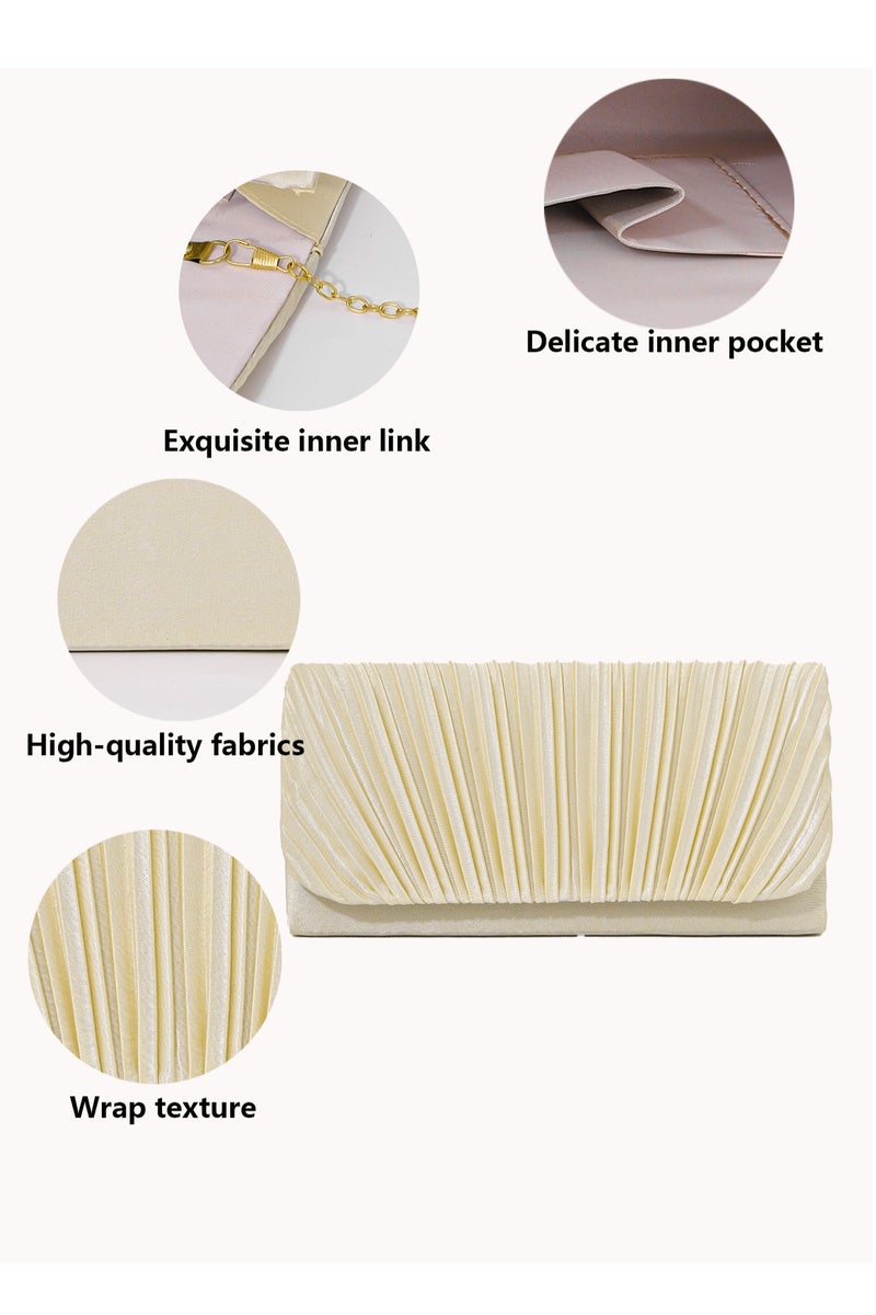 Womens Evening Clutch Bag All-matching Pleated Handbag Exquisite Evening Clutch Bag Banquet Wedding Clutch Purse Fashion Pleated Clutch Purse For Women All-match Shoulder Bag - Image 2