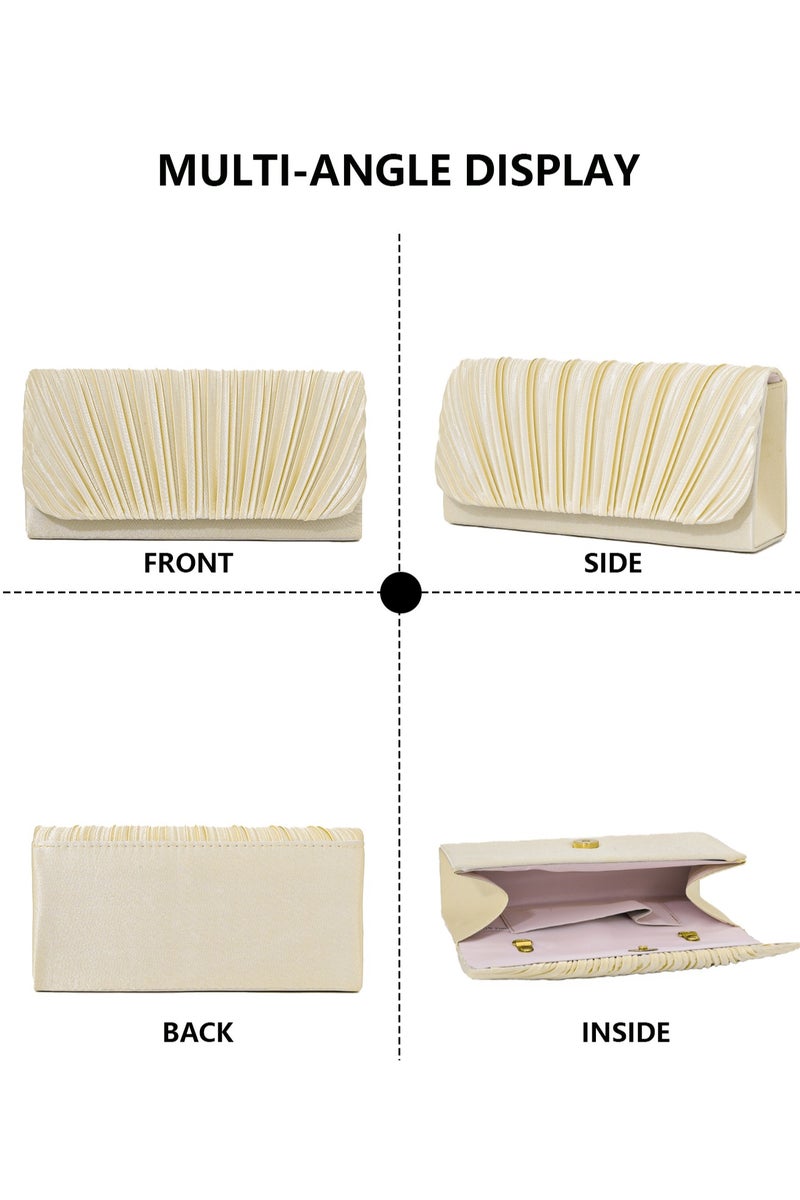 Womens Evening Clutch Bag All-matching Pleated Handbag Exquisite Evening Clutch Bag Banquet Wedding Clutch Purse Fashion Pleated Clutch Purse For Women All-match Shoulder Bag - Image 3