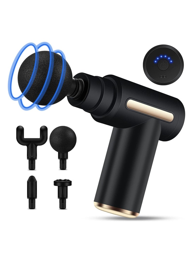 مسدس تدليك عضلات صغير – محمول يدوي بـ 6 سرعات و4 رؤوس – شحن USB-C – هادئ جدًا للاستخدام على الرقبة والكتف والساق - Image 1