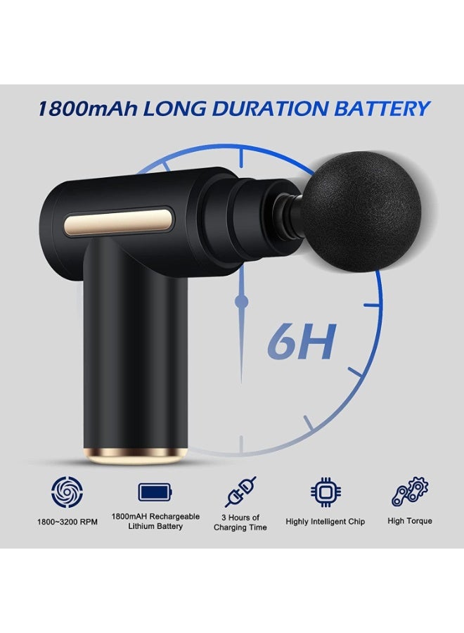 مسدس تدليك عضلات صغير – محمول يدوي بـ 6 سرعات و4 رؤوس – شحن USB-C – هادئ جدًا للاستخدام على الرقبة والكتف والساق - Image 4