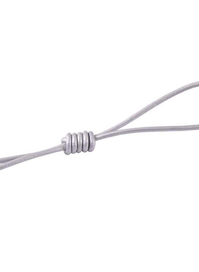 KONMAY 25 Yards Solid Round 1.5Mm Metallic Silver Gray Genuine/Real Leather Cord Braiding String (1.5Mm Metallic Silver Gray) - Image 3