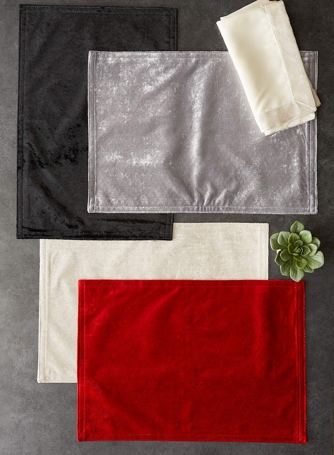 DII Velvet Collection Tabletop, Placemat Set, Black 4 Piece - Image 4