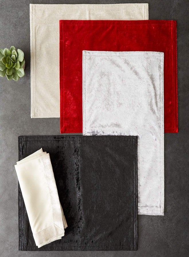 DII Velvet Collection Tabletop, Placemat Set, Black 4 Piece - Image 3