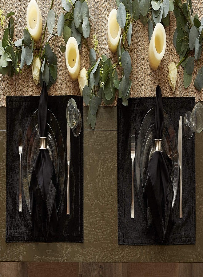 DII Velvet Collection Tabletop, Placemat Set, Black 4 Piece - Image 2