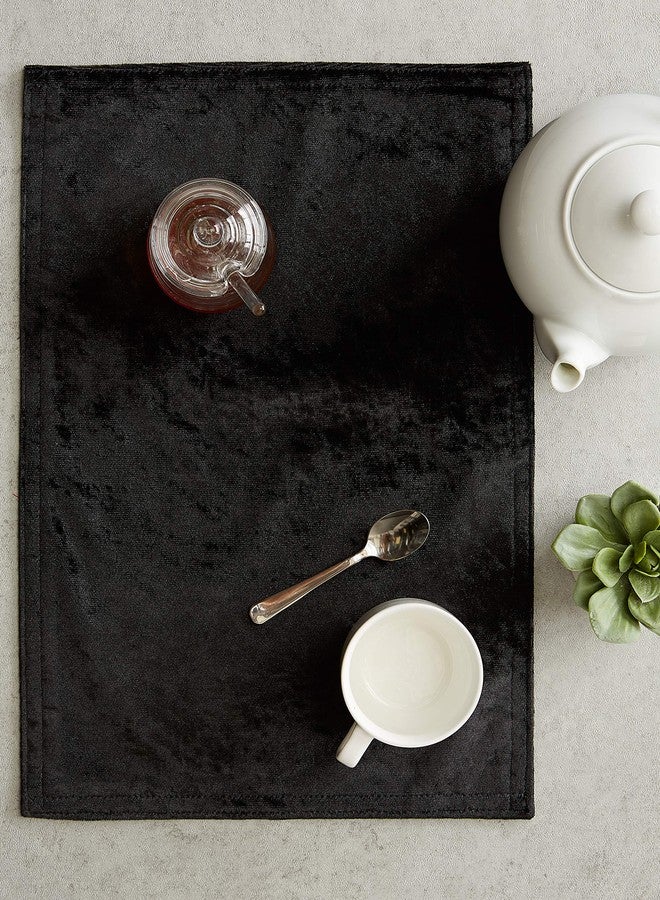 DII Velvet Collection Tabletop, Placemat Set, Black 4 Piece - Image 5