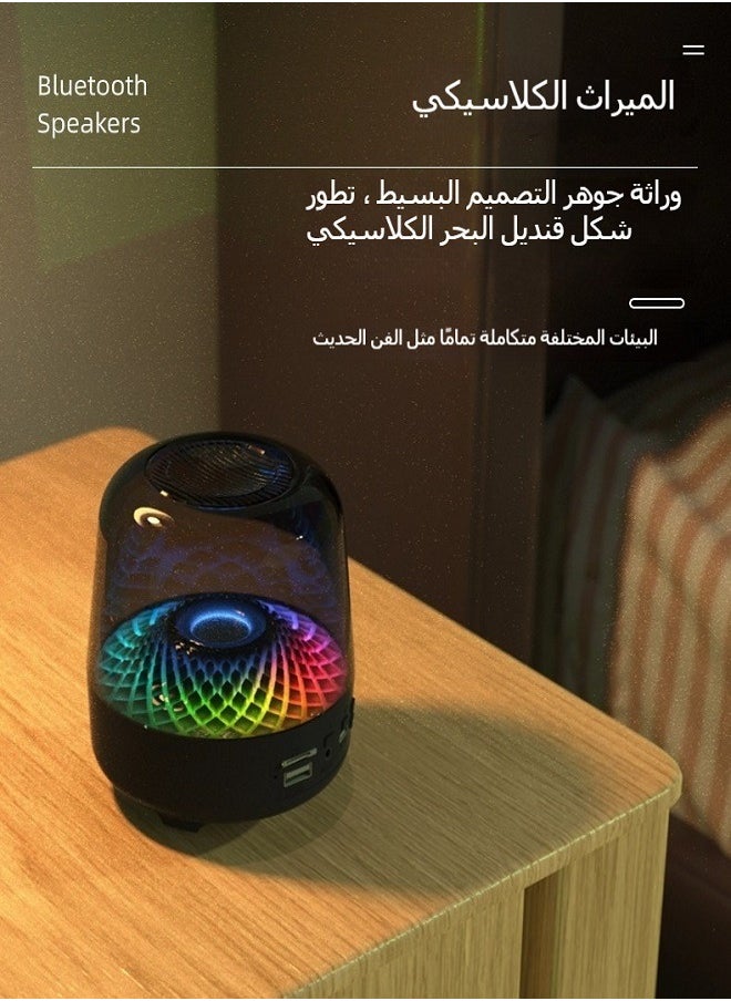 Generic - Bluetooth Speaker for Home, Compact Desktop Glass Subwoofer with Deep Bass for Computers - Image 1