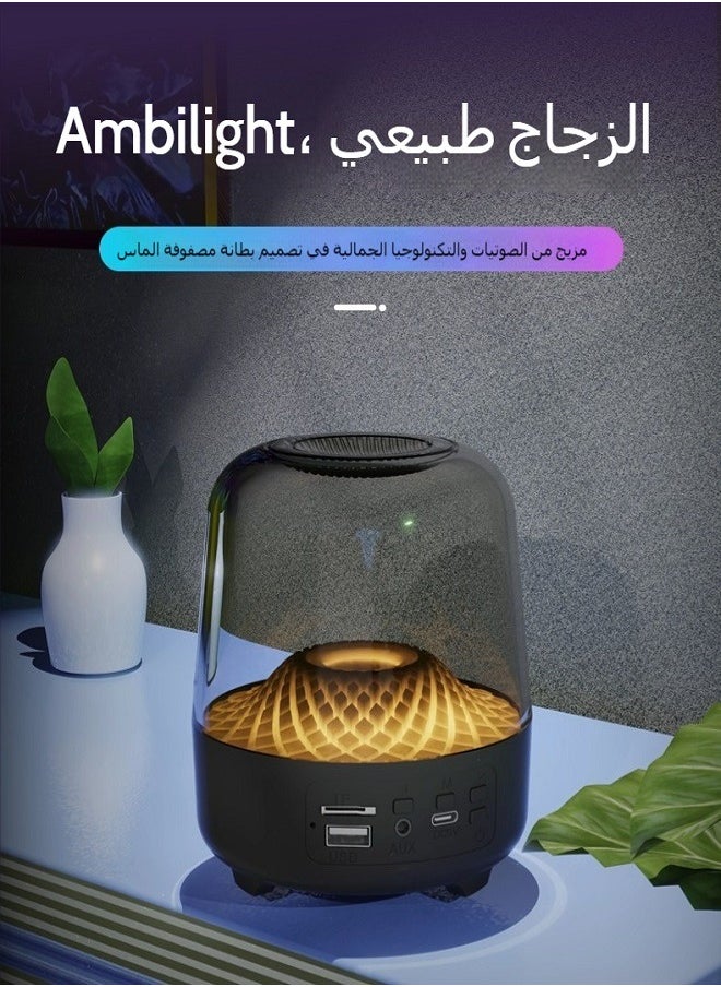 Generic - Bluetooth Speaker for Home, Compact Desktop Glass Subwoofer with Deep Bass for Computers - Image 1